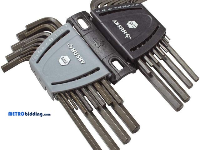 Lot 88-493679 - Husky Allen Wrench Long ARM 26 Piece Wrenches HEX Key Set Metric and SAE | Good Tool for Mechanic Ca...