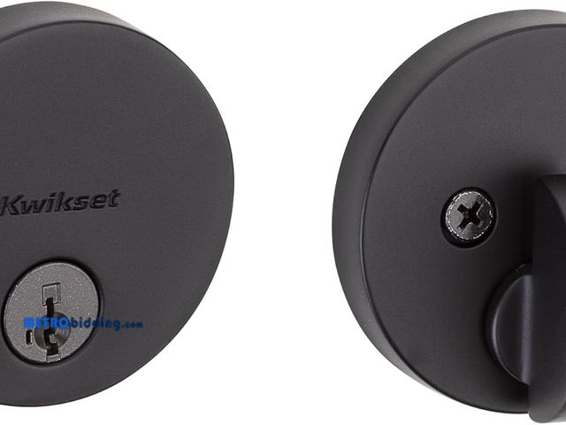 Lot 88-480375 - Kwikset Uptown Deadbolt Lock, Matte Black Round Exterior Keyed Front Entry Door, Pick Resistant Smar...