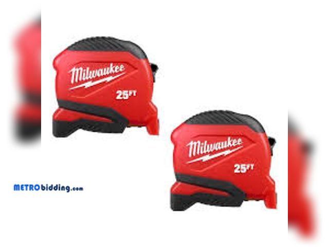 Lot 88-480413 - Milwaukee Compact 25 ft. Tape Measure with Fractional Scale (2-Pack) 48-22-1725-48-22-1725