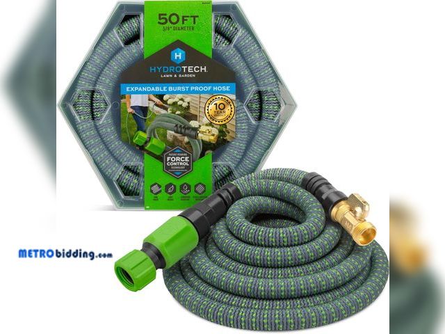 Lot 88-491459 - HydroTech 50 ft Expandable Garden Hose - Burst Proof &amp; Lightweight, Flexible Water Hose with Dur...