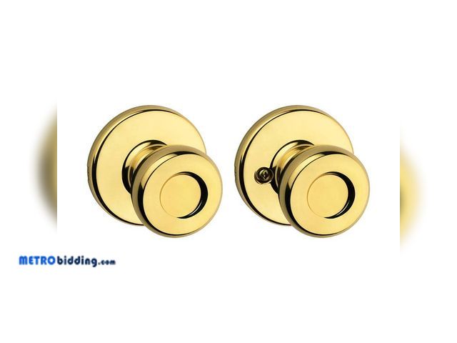 Lot 88-491855 - Kwikset Tylo Polished Brass Passage Hall/Closet Door Knob Featuring Microban Antimicrobial Technolog...