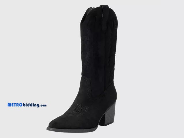 Lot 88-498155 - Alpine Swiss Sadie Womens Cowboy Boots Western Cowgirl Boots Mid Calf Chunky Block High Heel Booties