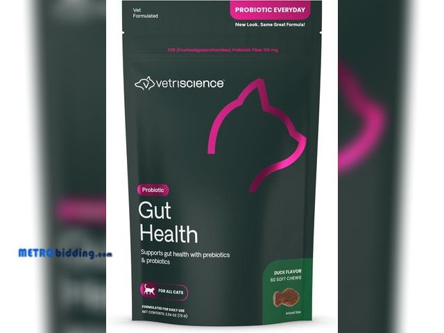 Lot 88-497588 - VetriScience Gut Health Probiotic &amp; Prebiotic Digestive Supplements for Cats, Gas &amp; Diarrhea...