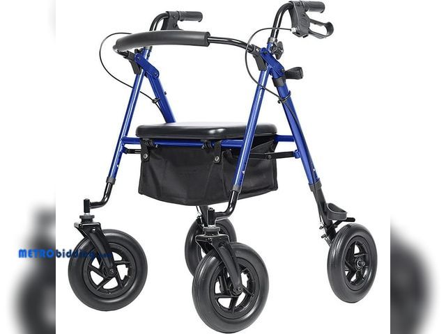 Lot 88-503497 - ELENKER All-Terrain Rollator Walker with 10" Rubber Wheels, Padded Seat &amp; Backrest, Under-seat B...