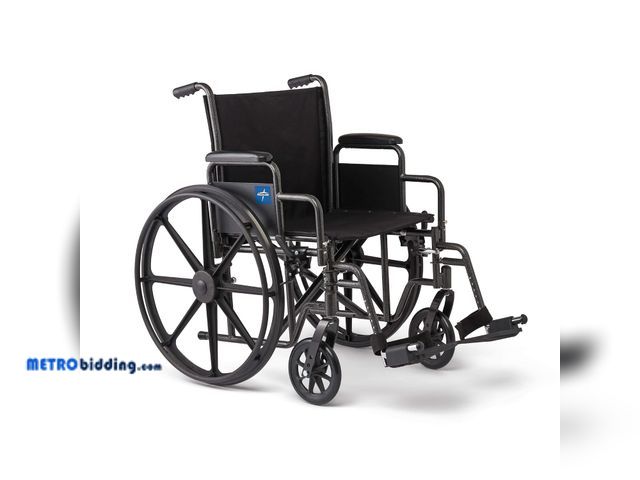 Lot 88-498184 - Medline Wheelchair, Desk-Length Arms and Swing-Away Leg Rests, 18" x 16" Seat (W x D)