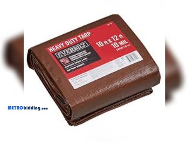 Lot 88-493864 - Everbilt 10 ft. x 12 ft. Brown and Silver Heavy Duty Tarp PY010