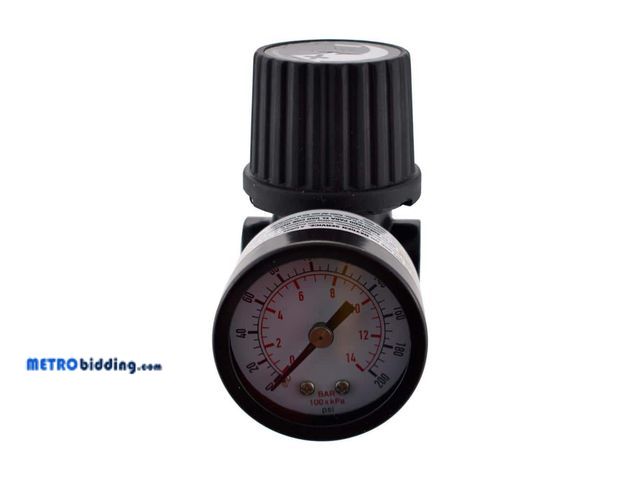 Lot 88-491755 - Husky 1/4 in. Black Air-Compressor Regulator with Gauge HDA70900AV