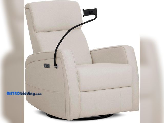 Lot 88-496329 - Evolur Maverick Power Recline Glider with Device Holder in Light Sand MSRP: $599.99