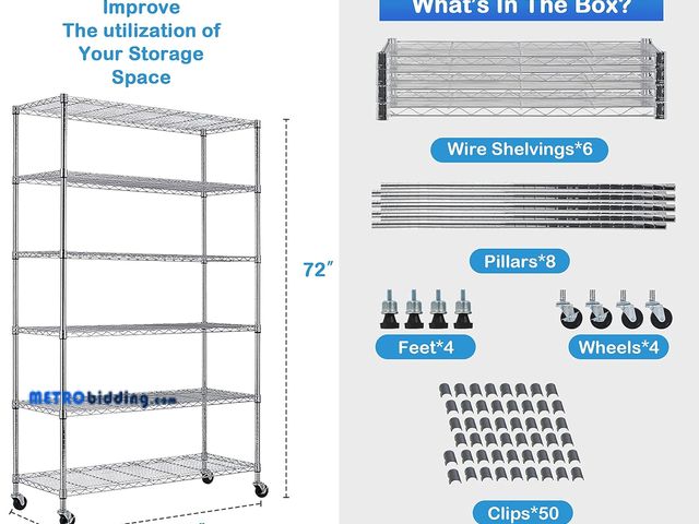 Metrobidding.com - Lot 88-499284 - 6-Tier Storage Racks, 2100Lbs ...