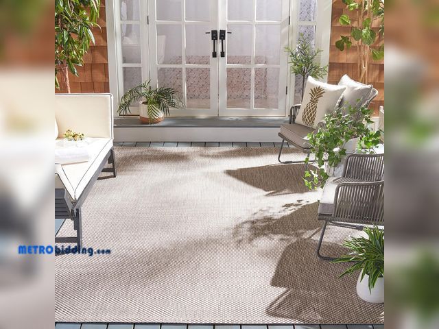 Lot 88-499590 - SAFAVIEH Courtyard Collection Area Rug - 6'7" Square, Beige &amp; Brown, Non-Shedding &amp; Easy Car...