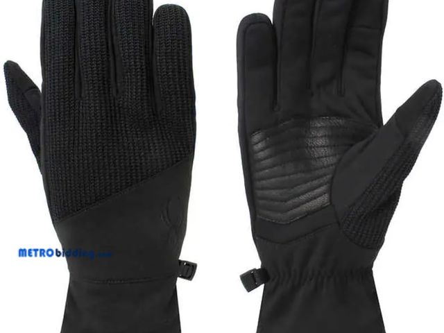 Lot 88-493746 - Spyder Core Conduct Gloves, Black, Touchscreen Compatible, Leather Palm Patch, 360 Degree Stretch, S...