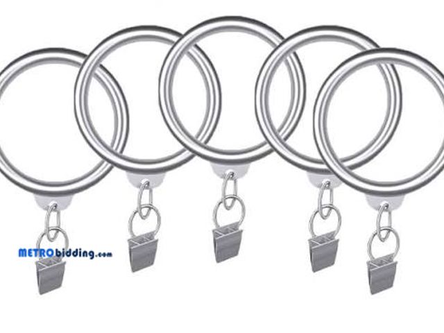 Lot 88-482598 - allen + roth 10-Pack 1-in Brushed Nickel Steel Curtain Ring with Clip