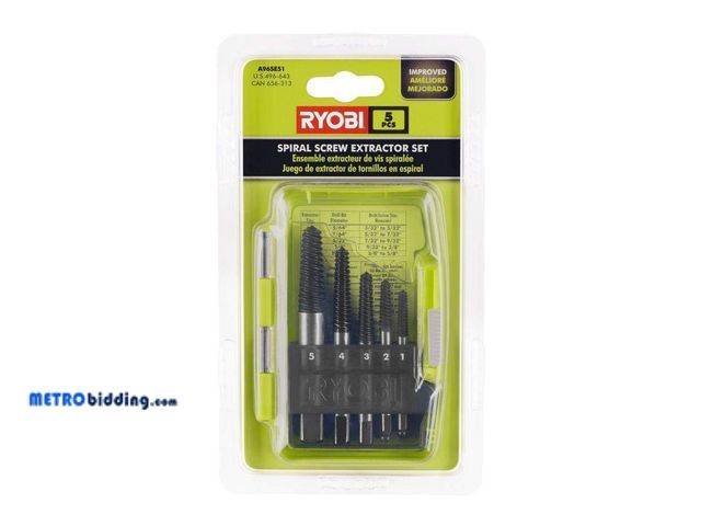 Lot 88-501259 - Ryobi A96SE51 Spiral Screw Extractor Set (5-Piece) by Ryobi