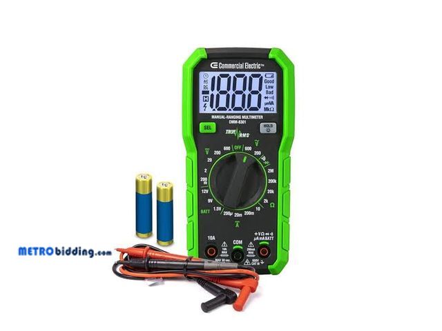 Lot 88-482480 - Commercial Electric 600-Volt True RMS Manual-Ranging Digital Multimeter DMM- 8301