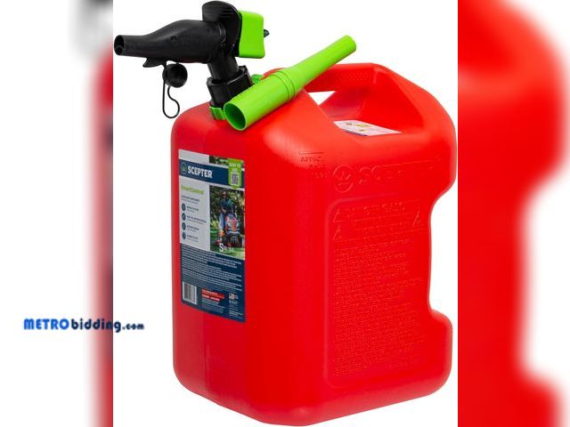 Lot 88-494340 - Scepter 5 Gal Gas Can, Spill Proof SmartControl Spout, Spout Extender, Red | Gasoline Only, EPA/CARB...