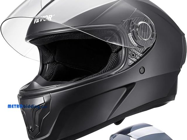 Lot 88-483072 - VEVOR Motorcycle Helmet DOT Approved Full Face or 3/4, Dual Visor with Slot for Your Bluetooth &amp;...