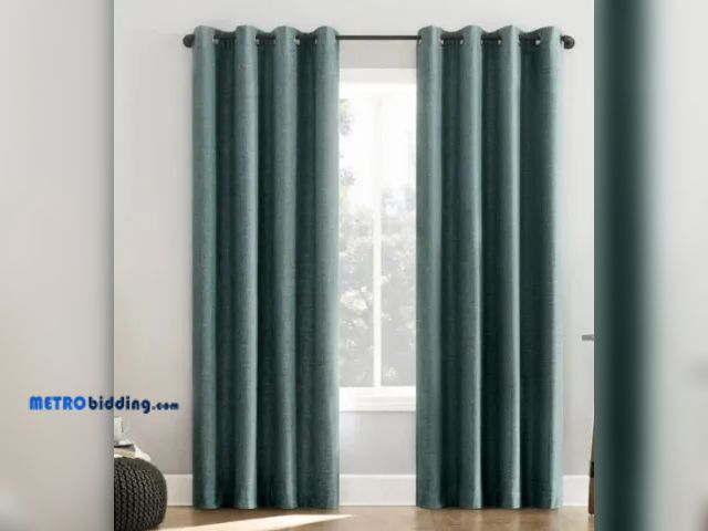 Lot 88-490405 - Sun Zero Lichtenberg Blackout Curtains Panel Pair 100" x 96", Teal