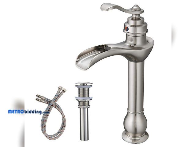 Lot 88-491214 - BWE Waterfall Single Hole Single-Handle Vessel Bathroom Faucet in Brushed Nickel A-96573H-N