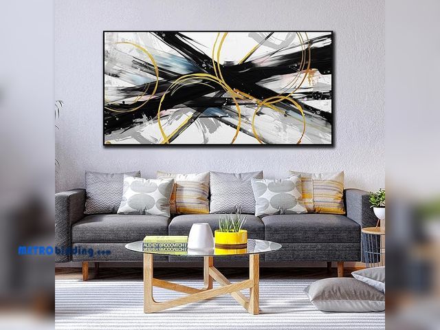 Lot 88-48251 - Black and White Canvas Wall Picture for Living Room - Abstract Art Wall Decor for Bedroom Black Fram...