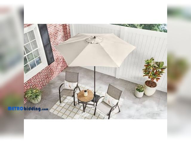 Lot 88-494348 - StyleWell 7.5 ft. Steel Push-Up Market Patio Umbrella in Putty Beige UTS00203E-PUTTY