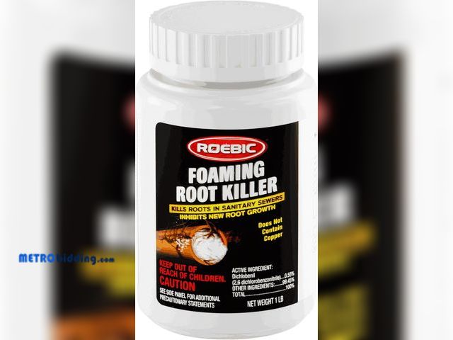 Lot 88-498257 - Roebic FRK-1LB Foaming Root Killer: Clear Pipes, Stop New Growth, Safe for All Plumbing - 1lb, White...