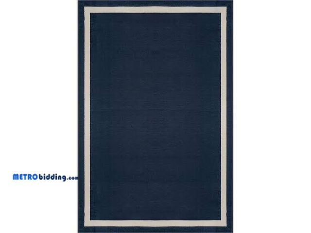 Lot 88-494345 - Beverly Rug Aura Navy 5x7 ft. Rubber Back Washable Modern Bordered Indoor Outdoor Area Rug