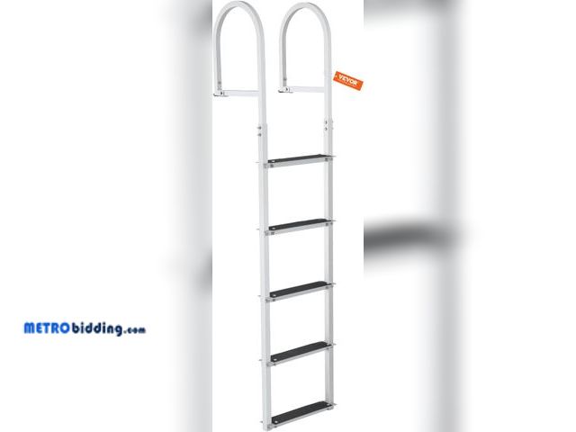 Lot 88-503417 - VEVOR Dock Ladder, Removable 5 Steps, 500 lbs Load Capacity, Aluminum Alloy Pontoon Boat Ladder with...
