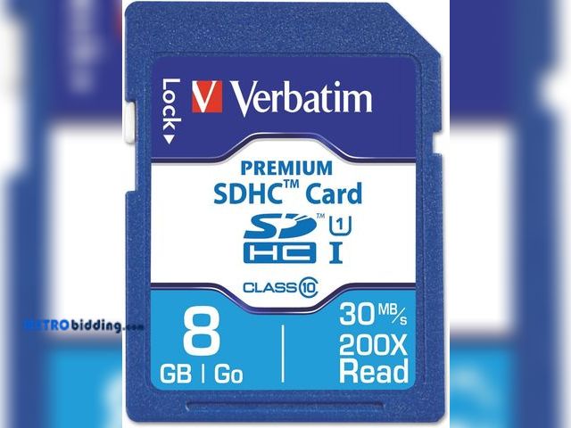 Lot 88-492576 - Verbatim 8GB Premium SDHC Memory Card, UHS-I V10 U1 Class 10, Blue , lot of 10