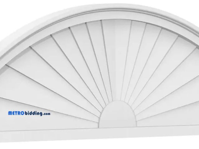 Lot 88-503451 - 34"W x 9 1/2"H x 2"P Segment Arch Sunburst Architectural Grade PVC Pediment
