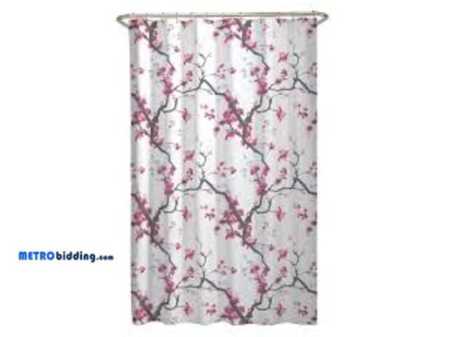 Lot 88-491426 - Cherrywood Shower Curtain - Zenna Home: Polyester Botanical Design, Machine Washable, Non-Woven Fabr...
