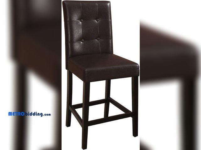 Lot 88-498625 - Wooden height chair With Button Tufted Back Set Of 2 Brown - BM171197