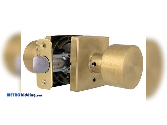 Lot 88-492507 - Home Decorators Collection Ridgeway Brushed Gold Privacy Bed/Bath Door Knob with Square Rose T5XMGSY...