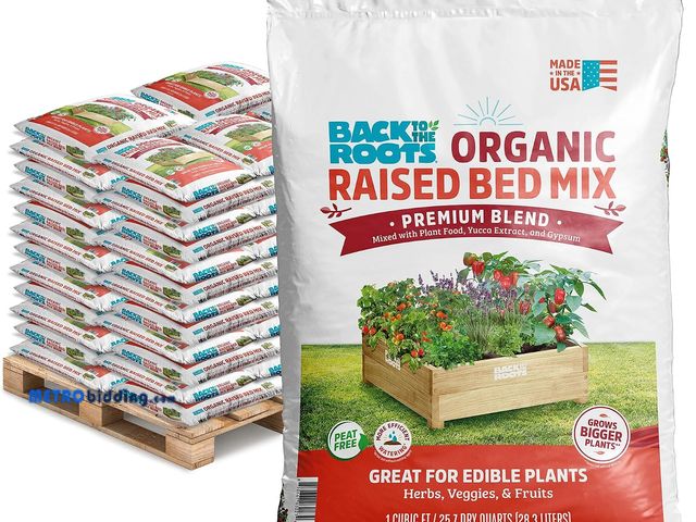 Lot 88-494371 - Back to the Roots 100% Organic Raised Bed Soil, Fills 8' x 4' Garden Bed, 60 cu ft, Made in USA, Pea...