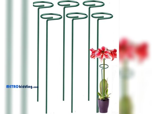 Lot 88-498361 - 6 Pack Plant Stakes Single Stem Flower Support Stakes Steel Garden Stakes for Plant Support Stakes K...