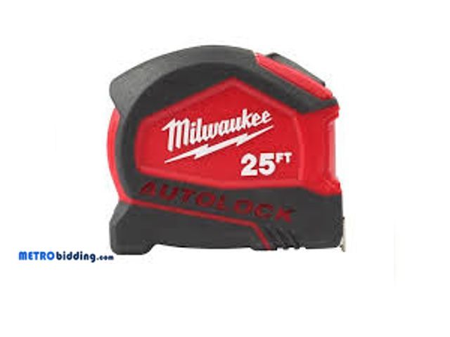 Lot 88-492018 - Milwaukee Compact Auto Lock 25 ft. SAE Tape Measure with Fractional Scale and 9 ft.