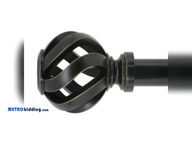 Lot 88-482564 - allen + roth 72-in to 144-in Pewter Steel Single Curtain Rod with Finials in the Curtain Rods