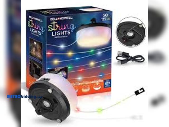 Lot 88-480963 - Bell + Howell 125-Light 50 ft. Indoor/Outdoor Battery Operated Rechargeable Color Changing Integrate...