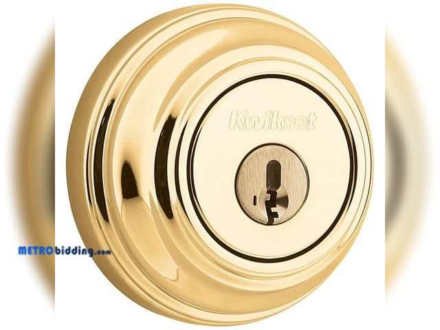 Lot 88-491840 - Kwikset Polished Brass Single Cylinder Deadbolt featuring SmartKey Security with Microban Antimicrob...