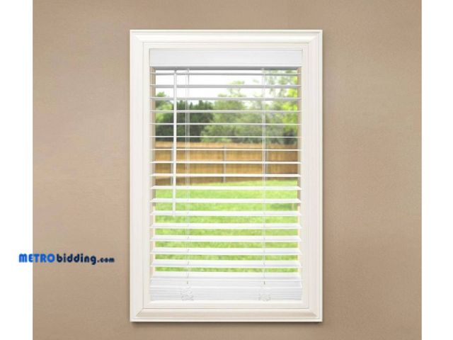 Lot 88-483201 - Veneta Designer 2 Inch Cordless Room Darkening Faux Wood Blinds are a great solution for any room in...