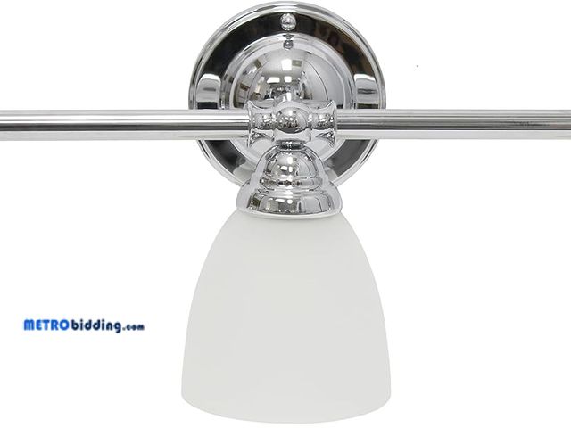 Lot 88-498126 - Simple Designs VT1025-CHR 25" Classic 3 Light Metal Bar and Frosted Cone Shape Glass Shades Decorati...