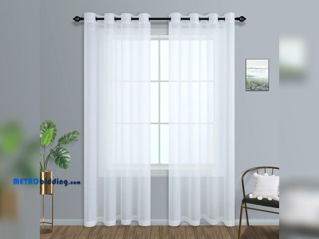 Lot 88-480574 - White Sheer Curtains 96 Inches Long for Living Room Set of 2 Panels Lightweight Grommet Sheer Window...