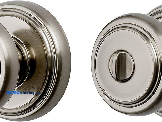 Lot 88-480209 - Baldwin Alcott, Interior Privacy Door Knob Handle for Bedroom/Bathroom, Keyless Door Lock With Micro...