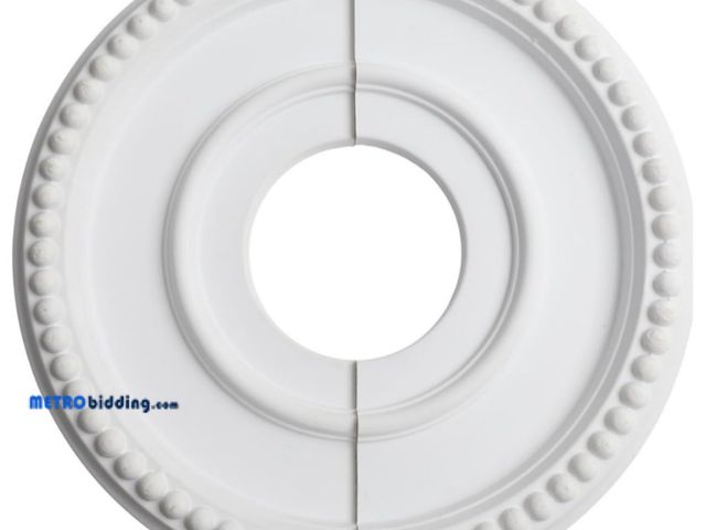 Lot 88-503473 - Round Split Medallion Ceiling Light Cover Plate, White Decorative Fan Light Fixture Trim Ring 13 Inc...