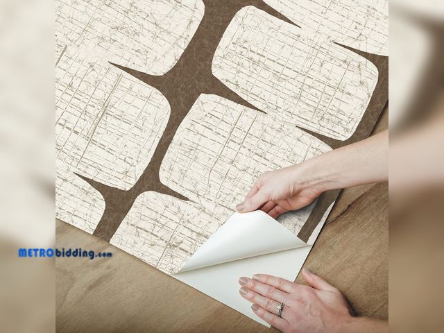 Lot 88-498487 - RoomMates RMK12349PL Mid-Century Beads Peel and Stick Wallpaper, Brown
