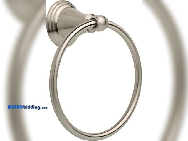 Lot 88-498475 - Delta Windemere (1-Pack) Hand Towel Holder SpotShield Brushed Nickel Towel Racks for Bathroom Wall R...