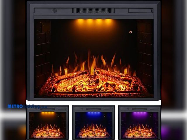 Lot 88-484576 - 36 Inches Electric Fireplace Insert | Fireplace Heater with Overheating Protection