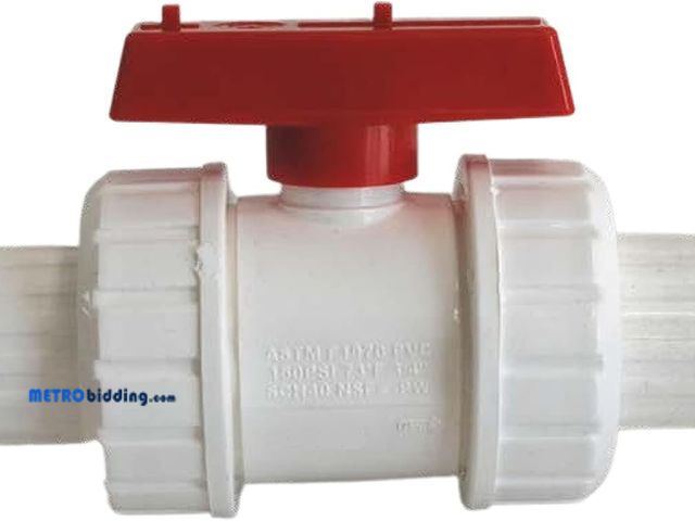 Lot 88-498774 - American Valve P200U-40 3/4" PVC True Union Ball Valve Socket Ends, 3/4-Inch