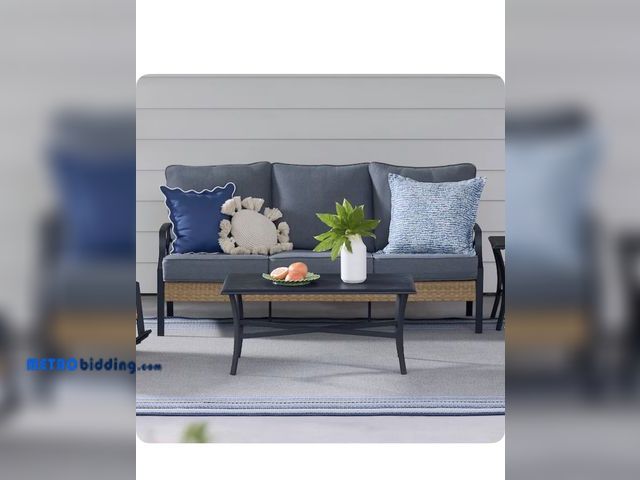 Lot 88-####### - Kenwood 2 -Piece Wicker Patio Conversation Set with Gray Cushions Included, set appears complete and...