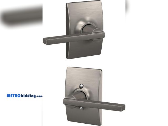 Lot 88-501305 - Schlage F10 LAT 619 CEN Latitude Door Lever with Century Trim, Hall &amp; Closet Passage Lock, Satin...