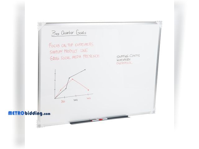 Lot 88-498741 - Mind Reader Dry Erase Magnetic White Board, Wall Mount, Eraser Marker Shelf, Planner, Office, 47.75"...